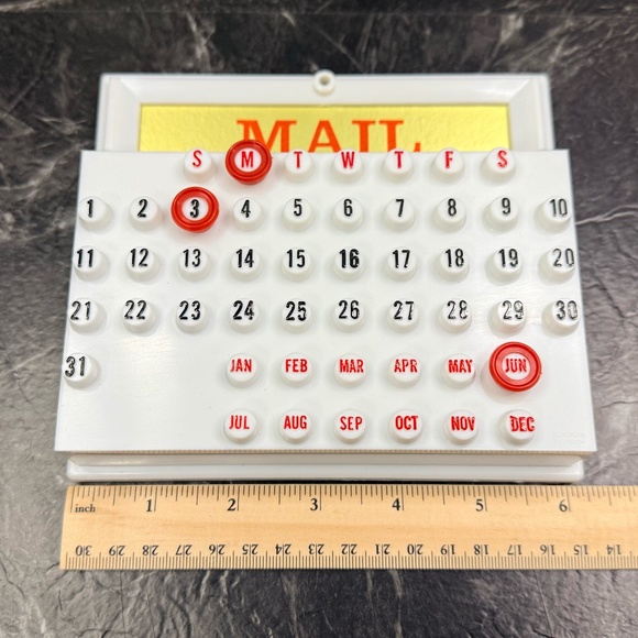 Vintage Letter Holder with Ring-A-Date Calendar - Picture 9 of 12